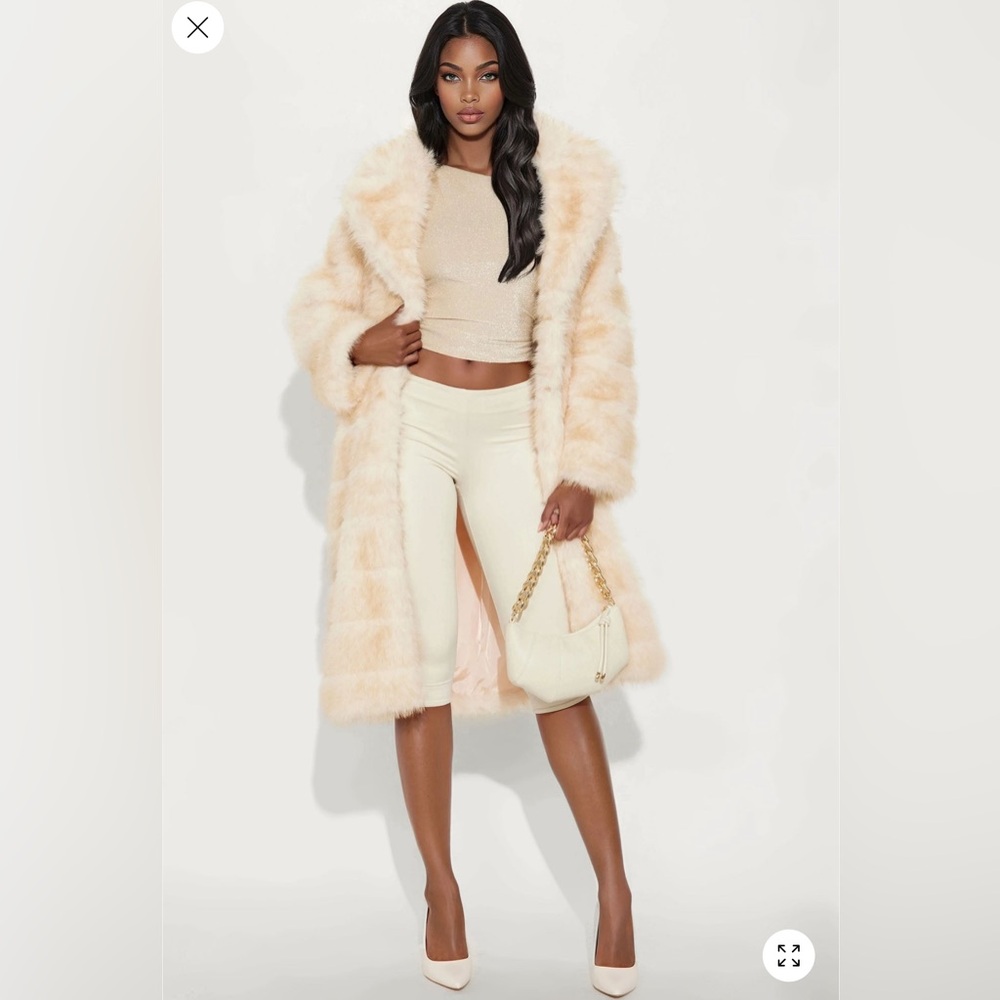 Fashion Nova Soft Beige Faux Fur Teddy Coat
